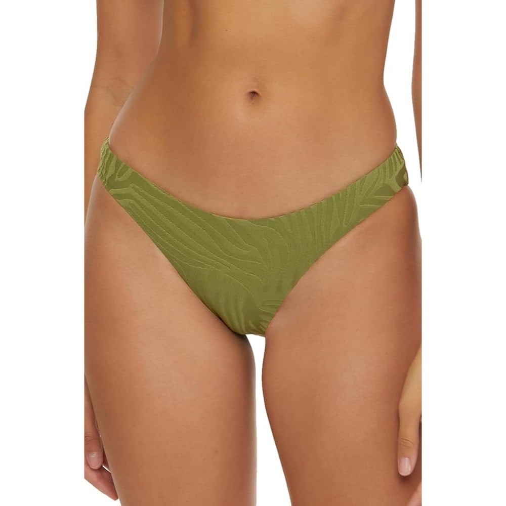 Becca by Rebecca‎ Virtue Adela Olive Green Textured Zebra Swimsuit Bikini Bottom